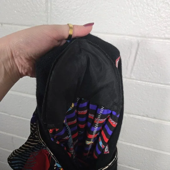 Vtg Abstract Pattern Mix Ruffle Knit Pullover Sweater Blouse Top Multi XL Bright - Picture 9 of 9